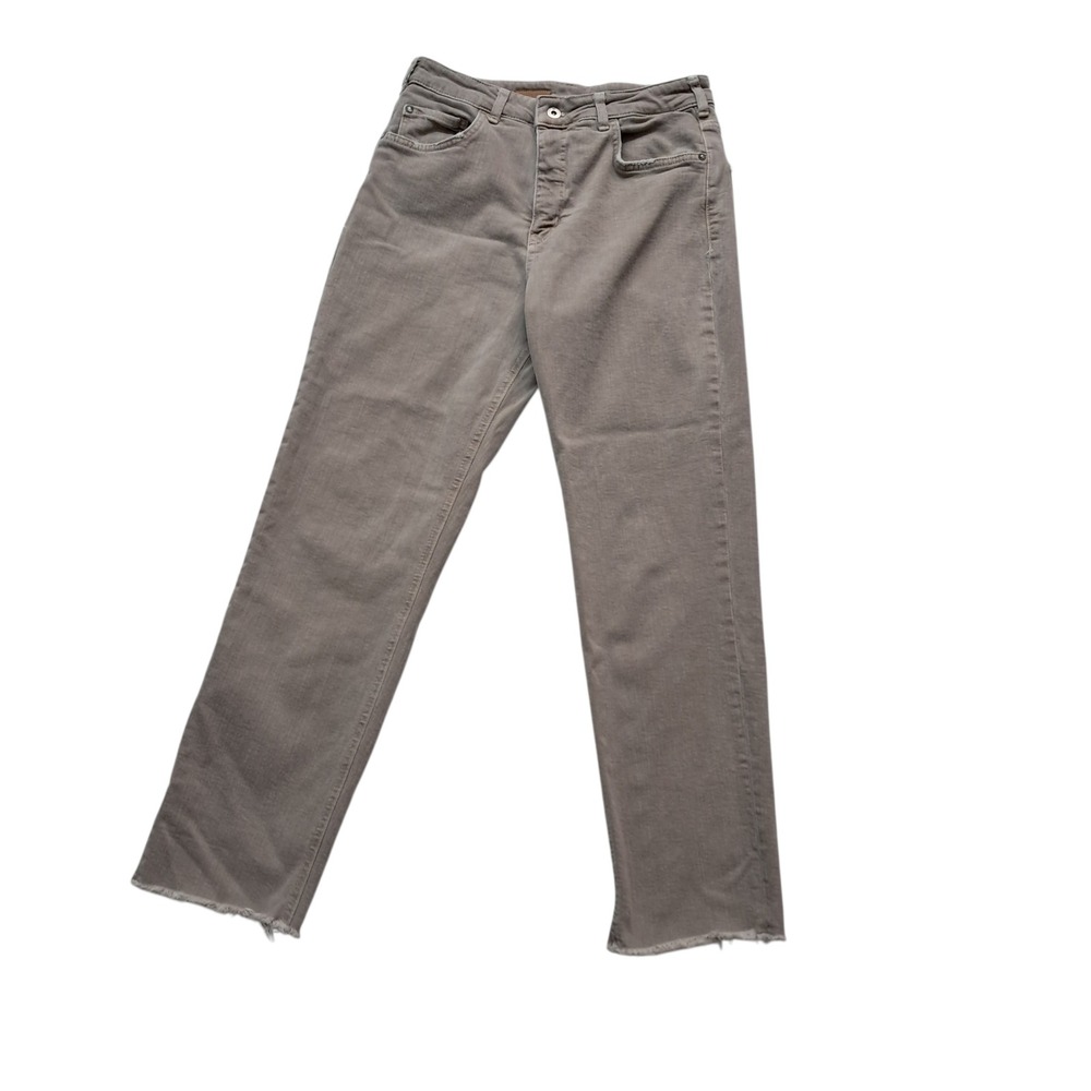 Anthropologie Pilcro Jeans Womens 30 Beige Vintage Straight High Rise Raw Hem